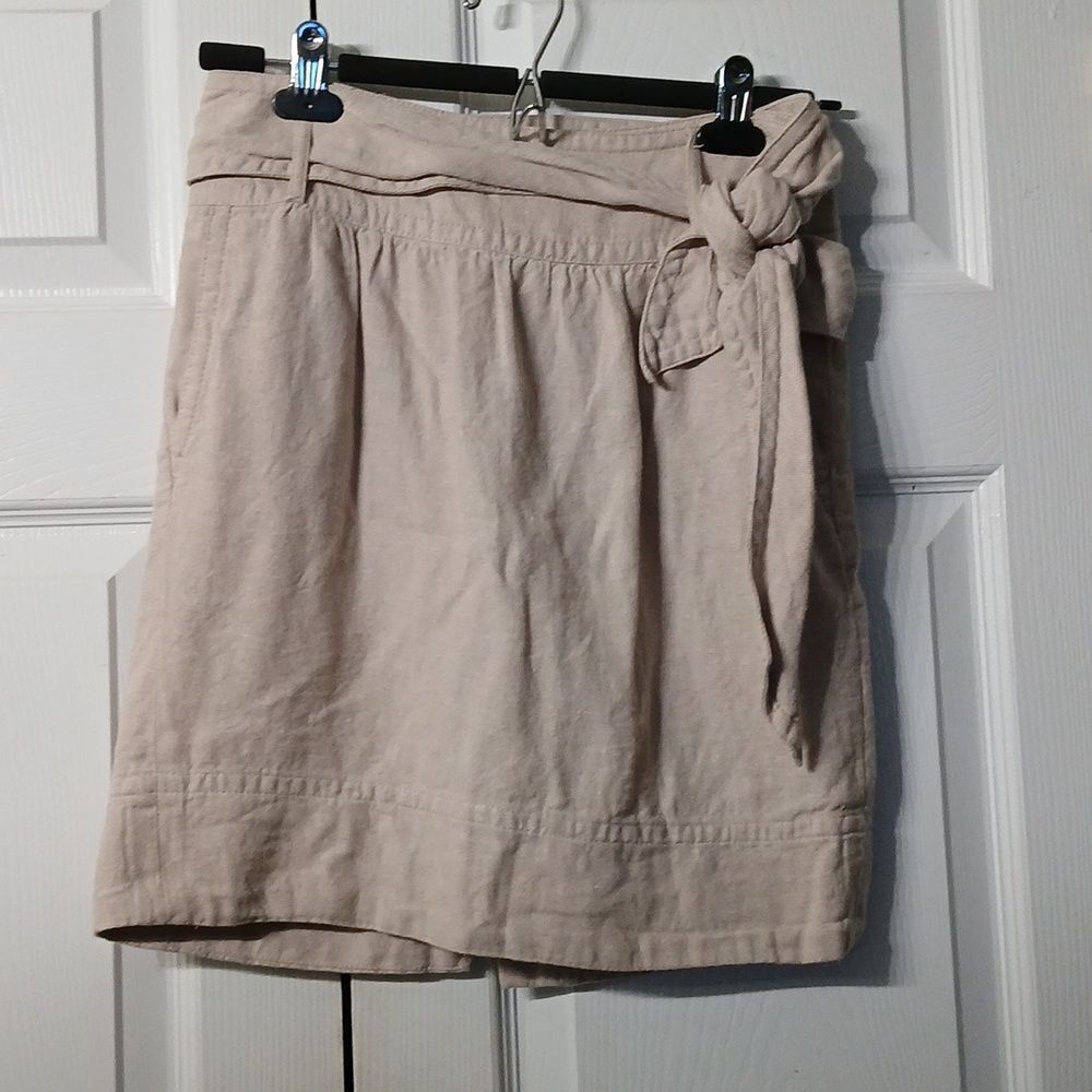 Banana Republic tan oatmeal color midi linen blend skirt Sz 0 NWOT